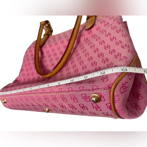 Dooney & Bourke Set DB Logo Canvas Leather w/Pouche and Card Holder Pink (3) - Picture 16 of 16